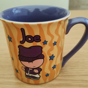 Vintage / retro novelty &quot;Joe&quot; name poem mug / cup Bubblegum / Xpressions Gift Co 2000 Y2K