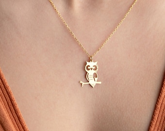 Uilketting • Gouden uilhanger • Sierlijke dierensieraden Cadeau voor haar • Minimalistische ketting • Symbool van wijsheid • Afstudeercadeau voor vrouwen