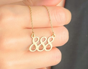 888 engel nummer hanger goud, geluksgetal ketting cadeau voor haar, aangepaste engel ketting, 222 777 333 111 999 666, verjaardagscadeau voor vrouwen