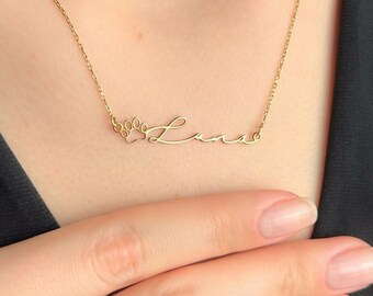 Gepersonaliseerde naamketting met poot, aangepaste huisdierketting, hond/kat naamhanger, huisdier gedenksieraden, hond moeder hanger, kattenliefhebber cadeau