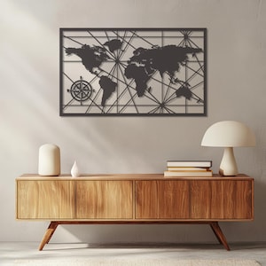 Metal World Map Wall Art, Modern World Map, Large Metal  Wall Art, Office Decor, World Map Wall Art, Wall Hangings, Father's Day Gift