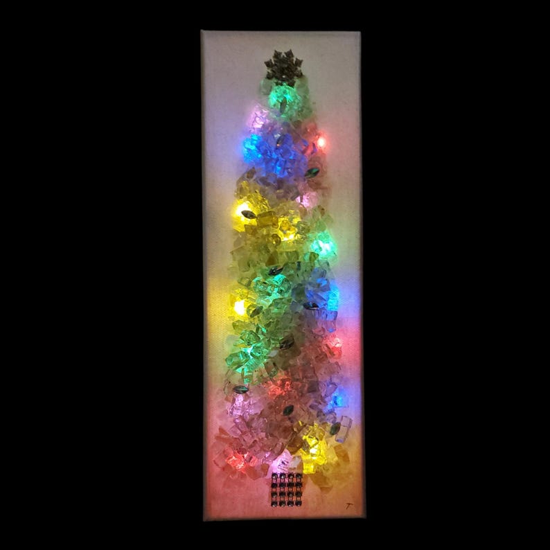 LED Multicolor Lighted Resin Platinum Shattered Glass Tree Etsy