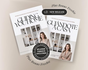 Guía bilingüe para compradores de vivienda: Paquete inmobiliario en español e inglés (plantilla de Canva)