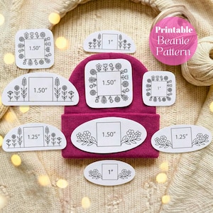 Beanie Embroidery Printable Stick And Stitch Pattern, Printable Stick & Stitch Embroidery – Mini Floral Frames for Beanies, Hand Embroidery
