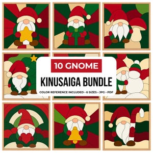 Kinusaiga Template, Christmas Gnome Kinusaiga Pattern, Beginner Kinusaiga Designs, Japanese Silk Patchwork Template, Digital Fabric Download