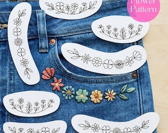 Floral Embroidery Pattern, Printable Stick And Stitch, Water Soluble Stabilizer Pattern, Flower Hand Embroidery, Digital Download Embroidery
