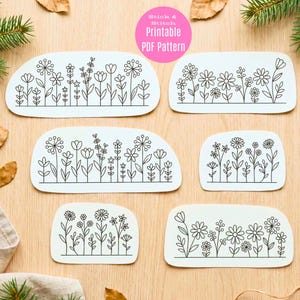 Wildflower Embroidery PDF | Printable Stick & Stitch Floral Patterns for Stabilizer | Beginner Hand Embroidery DIY, Instant Download