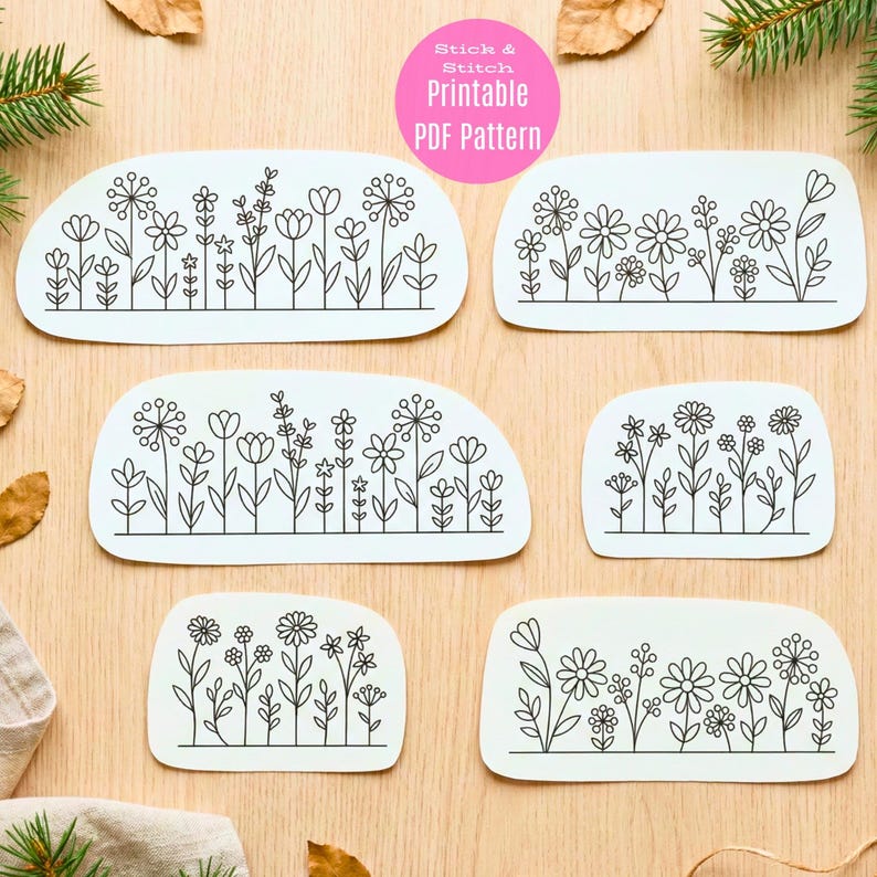 Wildflower Embroidery PDF | Printable Stick & Stitch Floral Patterns ...