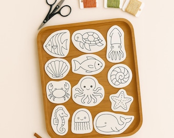 Sea Life Embroidery Patterns | Stick and Stitch Design Transfers