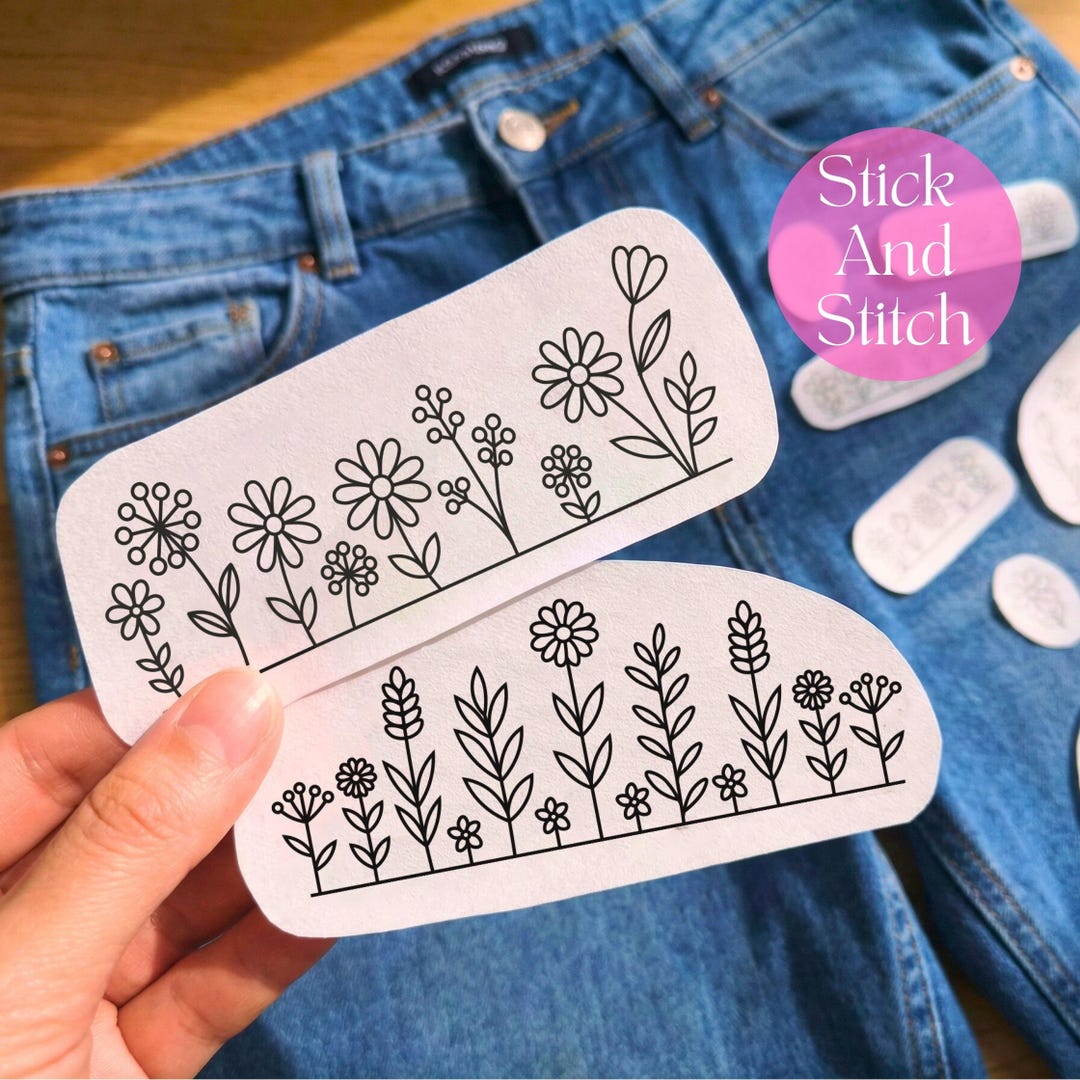 Stick and Stitch Embroidery Patterns - Wildflower Meadow Border Designs ...