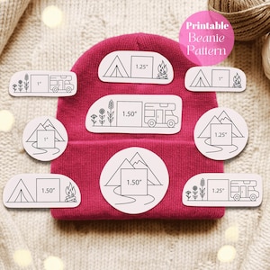 Patrón de bordado de gorro de camping en PDF / Mini iconos para pegar y coser / Tienda de campaña, montañas, autocaravana / 2,5-3,8 cm / Descarga inmediata