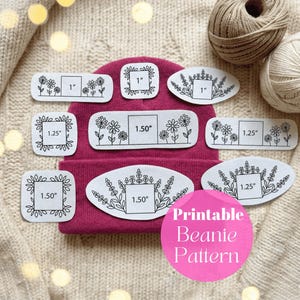 Broderie de bonnets, motif imprimable au point et bâton, broderie imprimable au point et bâton - Mini cadres floraux pour bonnets, broderie à la main