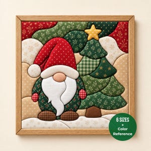 Patrón Kinusaiga de Gnomo Navideño, Plantilla Kinusaiga para Principiantes, Patrón de Patchwork de Seda Japonesa (Descarga Digital)