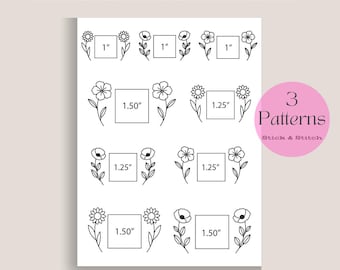 Summer Floral Beanie Stick & Stitch Embroidery PDF – Mini Flower Frames for Hats (1–1.5") Printable Hand Embroidery Pattern