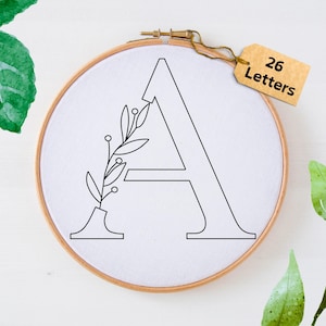 Floral Alphabet Embroidery  Pattern, Flower Alphabet Embroidery Patterns, Instant Digital Download, Embroidery Pattern PDF, Floral Monogram