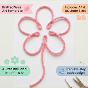 Flower Knitted Wire Art Template | Tricotin Bending Guide | DIY Floral Pattern | Spring Knitted Rope Decor