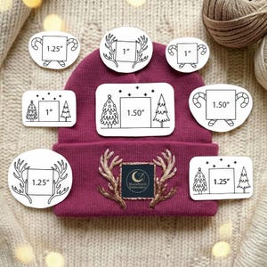Christmas Beanie Stick And Stitch PDF – Beanie Logo Frame Templates, 3 Sizes, Hand Embroidery