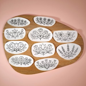 Floral Border Stick And Stitch Embroidery, Flower Bundle Embroidery Kit, Flower Sewing Design, Peel And Stick Embroidery, Floral Embroidery