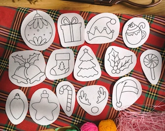 Christmas Stick And Stitch  Embroidery Bundle, Peel And Stick Embroidery, Christmas Ornaments, Pre-Printed Water Soluble, Holiday Embroidery