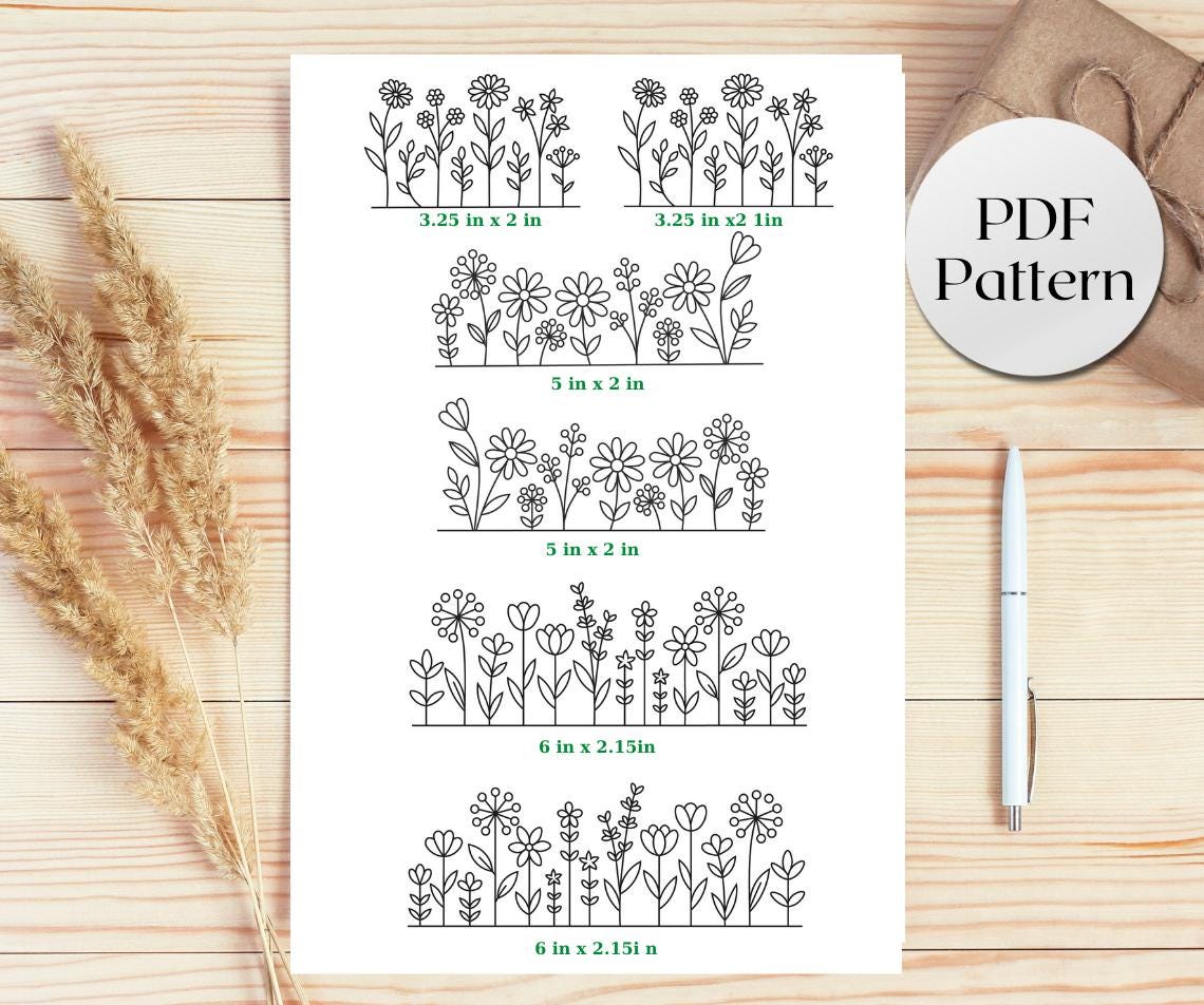 Wildflower Embroidery PDF | Printable Stick & Stitch Floral Patterns ...