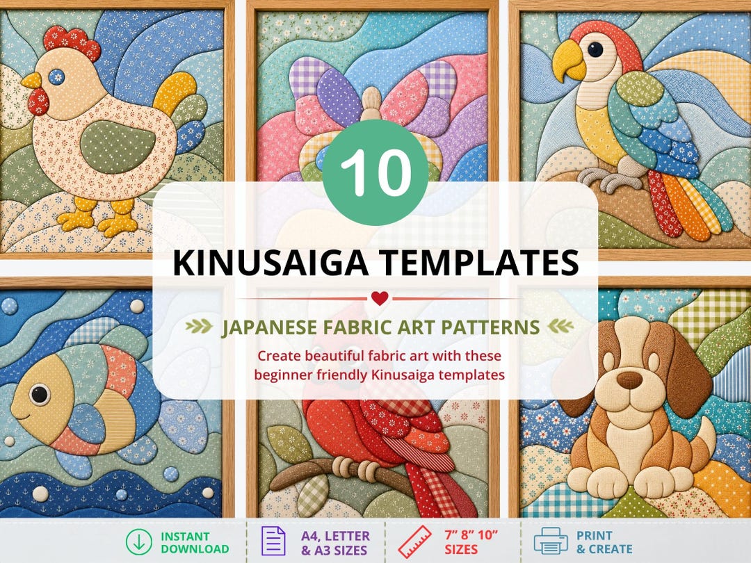 Kinusaiga Animal Template Bundle, Beginner Kinusaiga Designs, Japanese ...