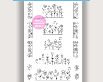 Broderimönster med vildblommor: Blommor i PDF-format (vattenlösligt)