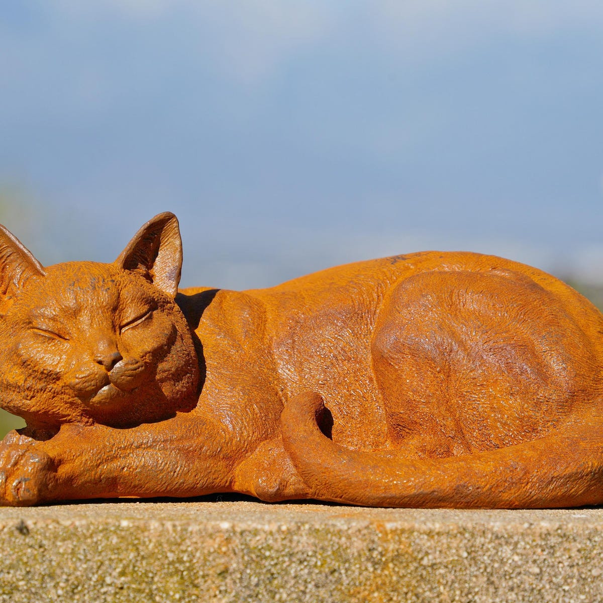 Cast Iron Cat Garden Statue- Lying Down