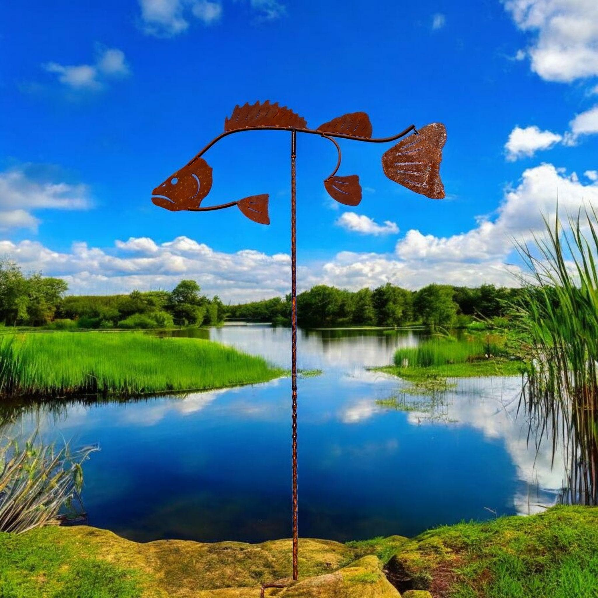 Rustic Metal Fish Weathervane Garden Stake – Vintage Wind Direction ...