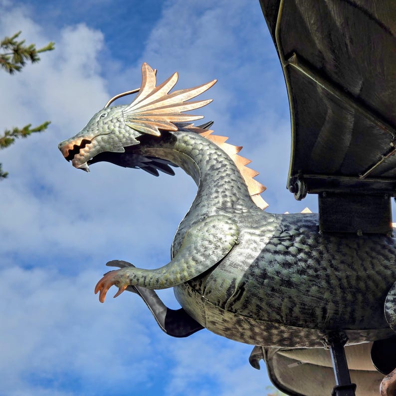 Metal Dragon Rocker – Rustic Outdoor Sculpture, Yard Art Decor - Etsy