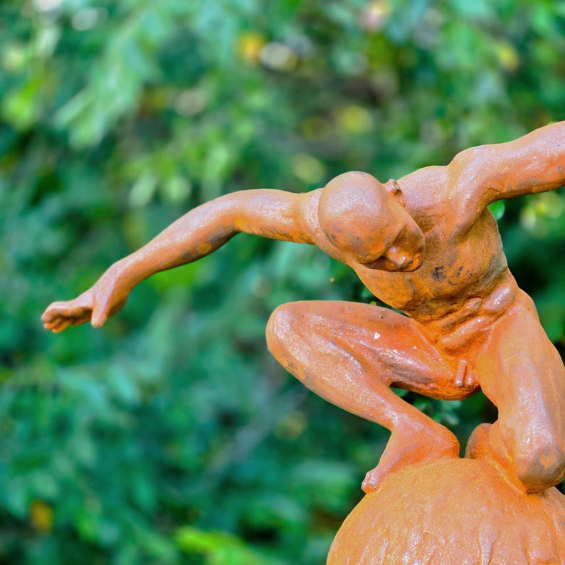 Abstract Human Figure Sculpture, Rustic Metal Balancing Statue, Modern ...