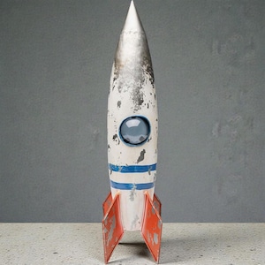 置物 60s vintage art deco rocket object Spaceship Rocket Art Deco No.2 Framed Wall Art Print Large Picture