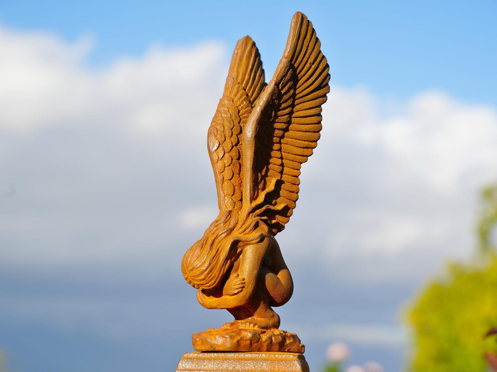 Handcrafted Cast Iron Angel Statue: Rustic Home & Garden Decor - Etsy