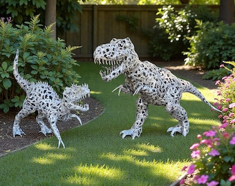 Vintage Metal Dinosaur Garden Sculpture – Outdoor Yard Decor