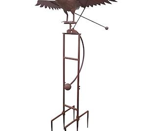 Large Kinetic Metal Owl Sculpture – Rustic Outdoor Garden Art, Balancing Farmhouse Porch Decor