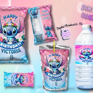 Stitch Party-bundel (met naam en leeftijd) digitaal pdf-bestand kan niet direct worden gedownload