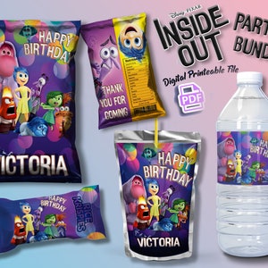 Inside out birthday Party Bundle (with name and age) PDF Digital File is Not Instant Download