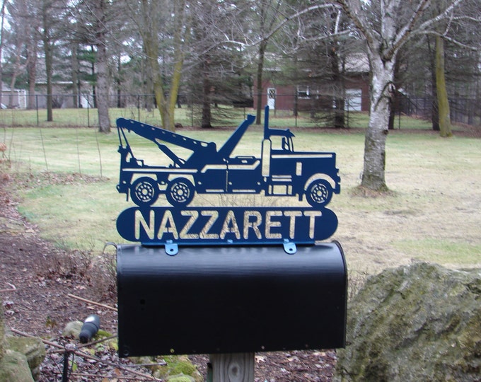 Tow Truck MAILBOX TOPPER Metal Address Sign Business Plaque Etsy