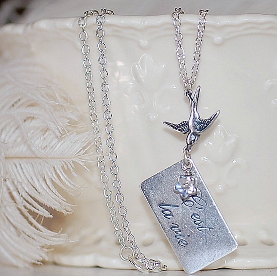 フレンチネックレス スズメ ツバメ シルバー セ・ラ・ヴィ フラワー