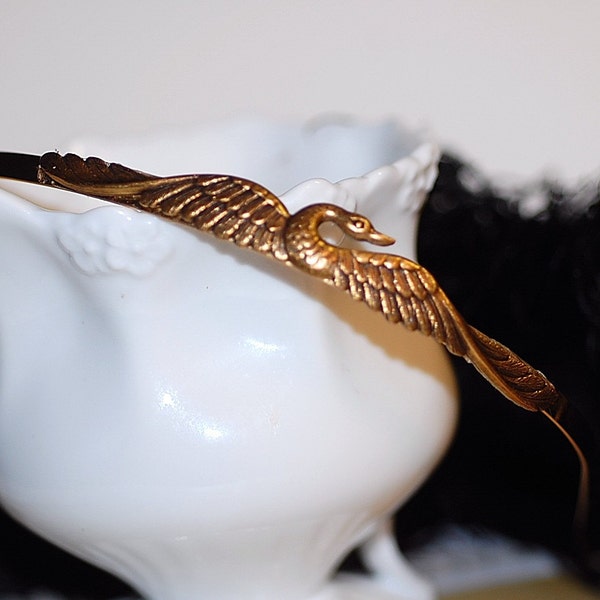 Swan Headband Hairband retro 24k Gold Old Hollywood Victorian Style French Charm Girly girl