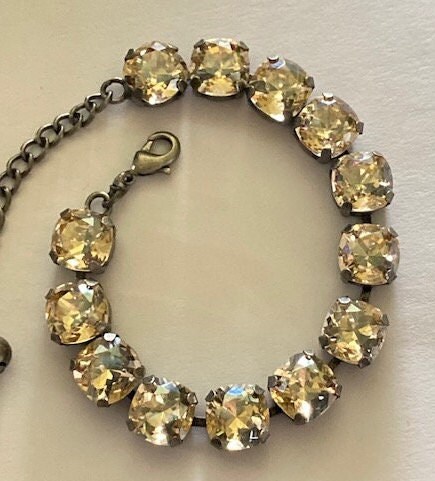 SWAROVSKI】ゴールドトーン 大粒スクエアビジュー ブレスレット 