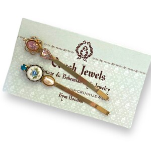 Barrettes Vintage Hair Handmade Cameo Girls Girly SHabby Chic Style