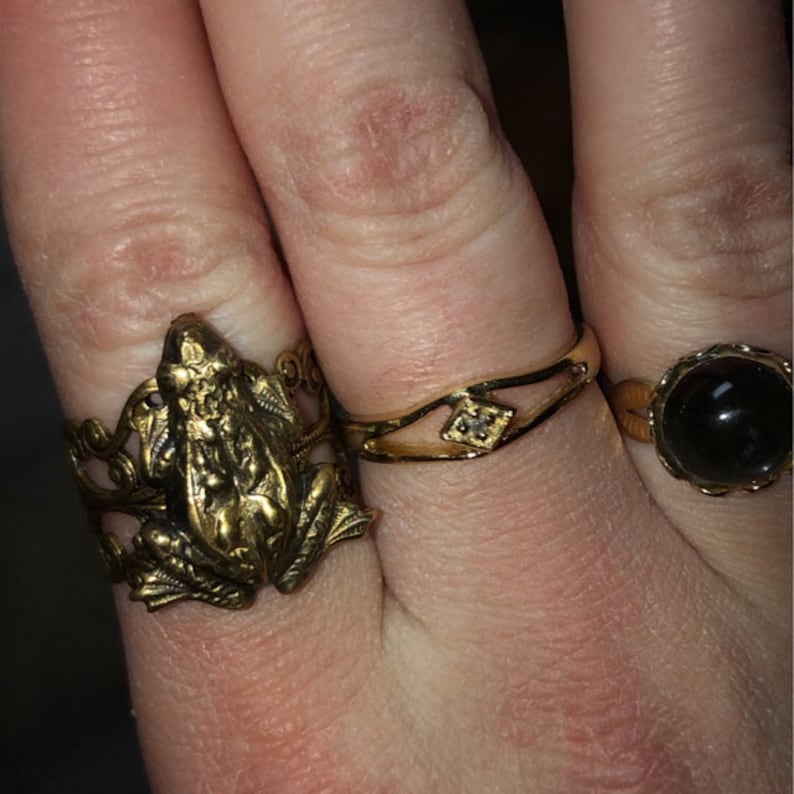 Frog Ring antiqued Brass Ring silver Frog good Luck travel Etsy