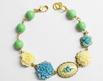 Cameo Blue Porcelain Blossom Bracelet