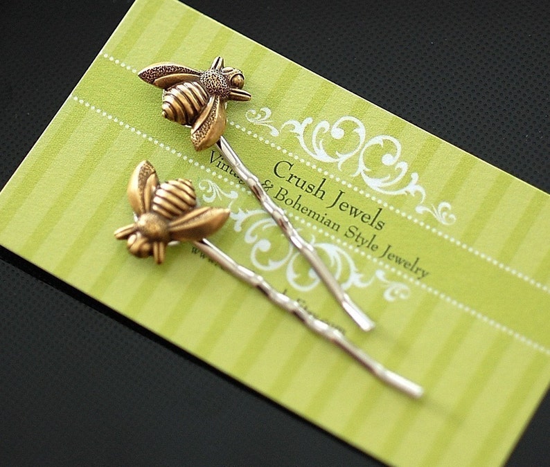 FREE SHIPPING Barrette Bee Gold Silver Bobby Pins Bride Etsy