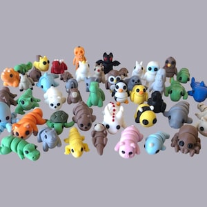 Mini Animal Figures ~ 3D Printed Articulated ~ Customize Your Collection ~ 3 Sizes Available ~ Fidget Toys & Sensory Gifts