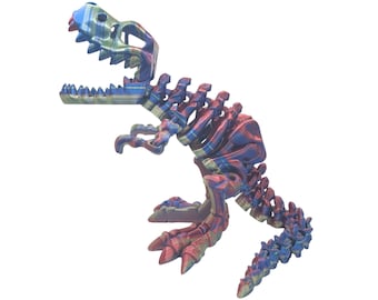 T-REX Flexi Skeleton ~ 3D Printed Articulated Dinosaur Skeleton Toy ~ Flexible Fidget Desk Accessory ~ Gift for Dino Lovers ~ Tyrannosaurus
