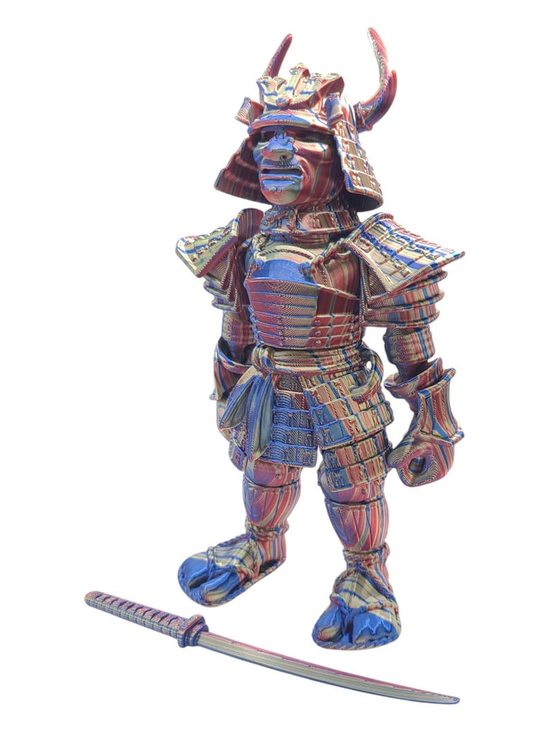 SAMURAI ~ Flexible Articulating ~ Desk Fidget Toy ~ Decoration ~ Flexi Factory ~ 3D Printed ~ Gift afbeelding 6