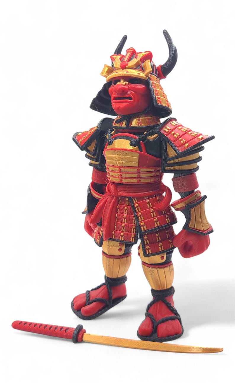 SAMURAI ~ Flexible Articulating ~ Desk Fidget Toy ~ Decoration ~ Flexi Factory ~ 3D Printed ~ Gift afbeelding 1