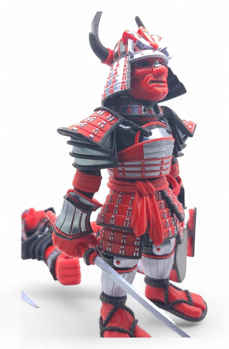 SAMURAI ~ Flexible Articulating ~ Desk Fidget Toy ~ Decoration ~ Flexi Factory ~ 3D Printed ~ Gift afbeelding 15