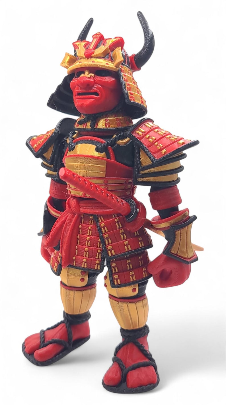 SAMURAI ~ Flexible Articulating ~ Desk Fidget Toy ~ Decoration ~ Flexi Factory ~ 3D Printed ~ Gift afbeelding 4